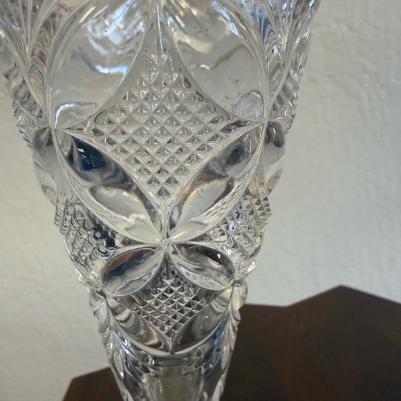 Vintage McKee Pattern Cut Crystal Glass Trumpet Elegant Vase - Picture 5 of 9